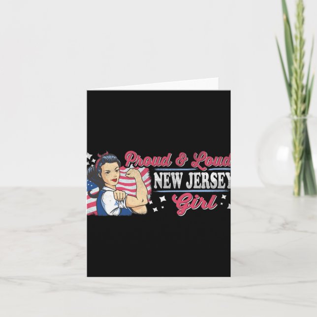 Cartão Proud &amp; Loud New Jersey Girl Proud American Wo (Frente)