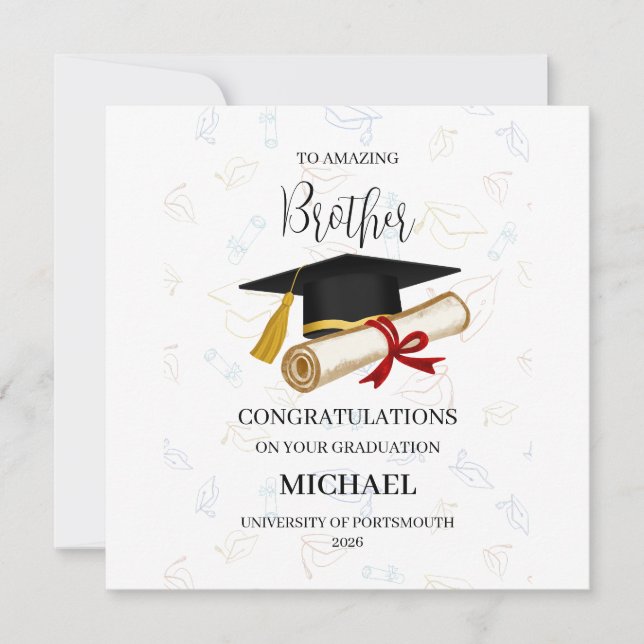 Cartão Proud Brother Graduation Personalized (Frente)