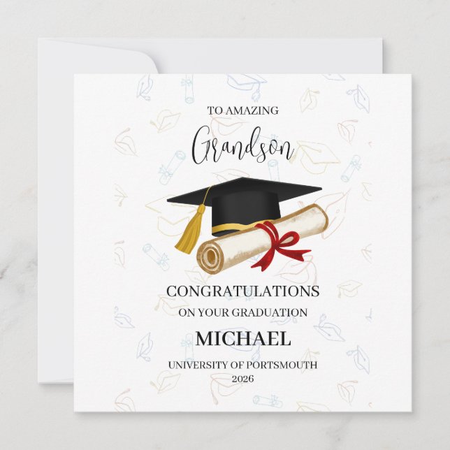Cartão Proud Grandson Graduation Personalized (Frente)