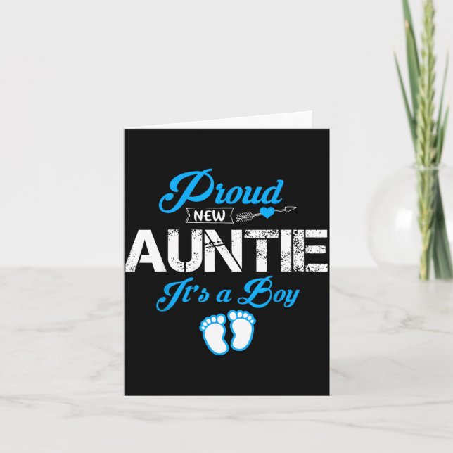 Cartão Proud New Auntie It's A Boy Gender Reveal Funny Fa (Frente)