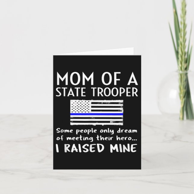 Cartão Proud State Trooper Mom Mother Thin Blue Line Amer (Frente)
