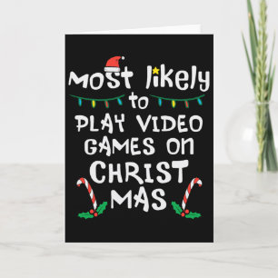 Cartão Provavelmente Jogue Vídeo Game Natal Xmas Família