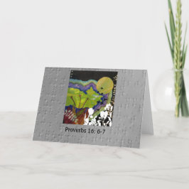 Cartão Provérbios 16: 6-7 ilustrados em Braille