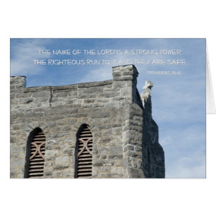 Cartão Proverbs 18:10 Nome do Senhor uma Torre Forte