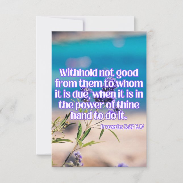 Cartão Proverbs 3:27 KJV Bíblia Escritura de saudação Pic (Frente)