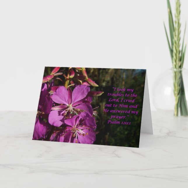 Cartão Psalm 120:1 Psalm of Encouragement Flower Card (Frente)