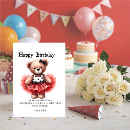 Cartão Psalm 149:3 Teddy Ballerina Birthday Greeting 