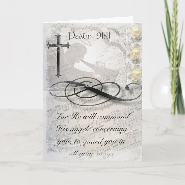 Cartão Psalm 91:11 Angel Note Card (Frente)