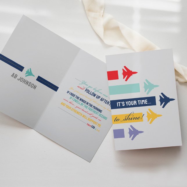 Cartão Psalm 91 Força Aérea F16 Formação BMT Militar (Air Force basic training BMT F-16 jet flight plane letter writing card Psalm 91 military Christian)