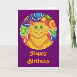 Cartão Psy-cat-delic round "Happy Birthday"