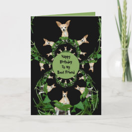 Cartão Psychedelic Beige Chihuahua Humoroso Aniversário