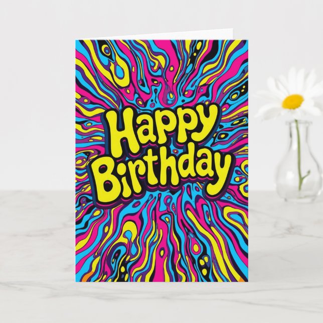 Cartão psychedelic birthday card (Planta pequena)