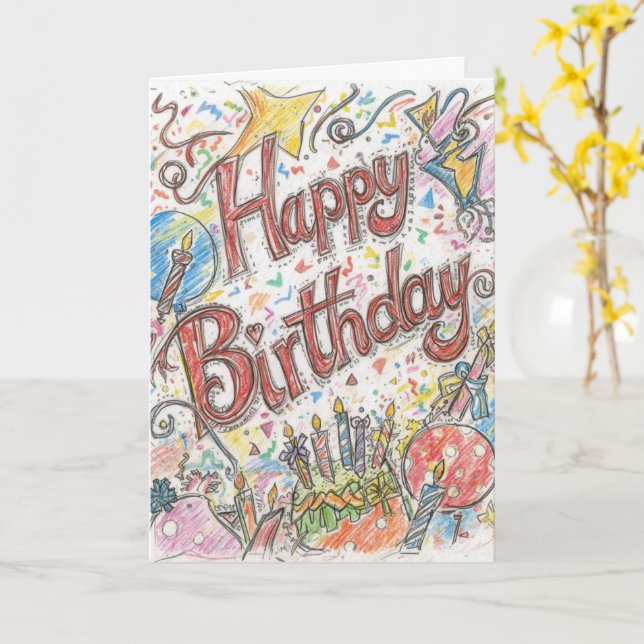 Cartão psychedelic birthday card (Flor Amarela)