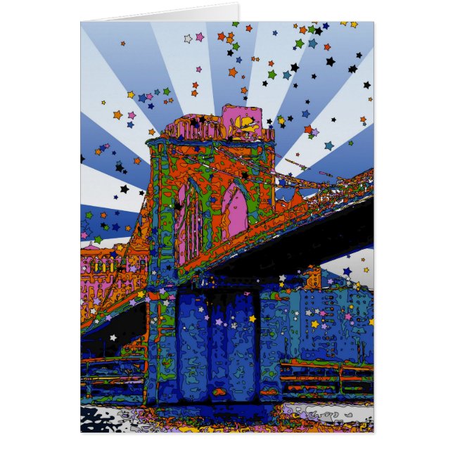 Cartão Psychedelic NYC: Ponte Brooklyn nº 2 (Frente)