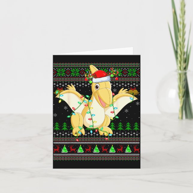 Cartão Pterodactyls Dinosaur Bird Ugly Christmas Sweaters (Frente)