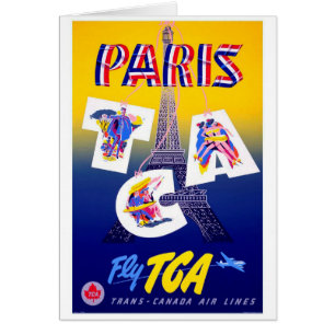 Cartão Publicidade à Viagem aérea da Torre Eiffel de Pari