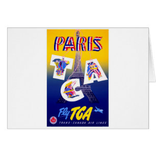 Cartão Publicidade à Viagem aérea da Torre Eiffel de Pari
