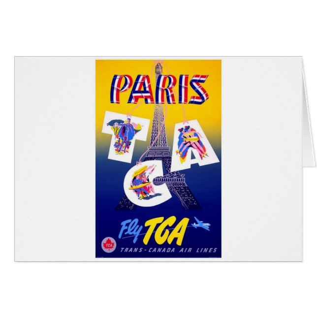 Cartão Publicidade à Viagem aérea da Torre Eiffel de Pari (Frente Horizontal)