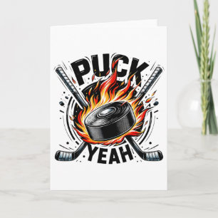 Cartão Puck Sim Engraçado Pai de Hockey Mãe Jogadores de