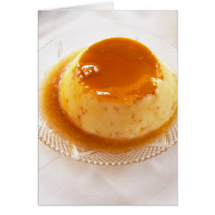 Cartão Pudim de creme caramel com caramelo
