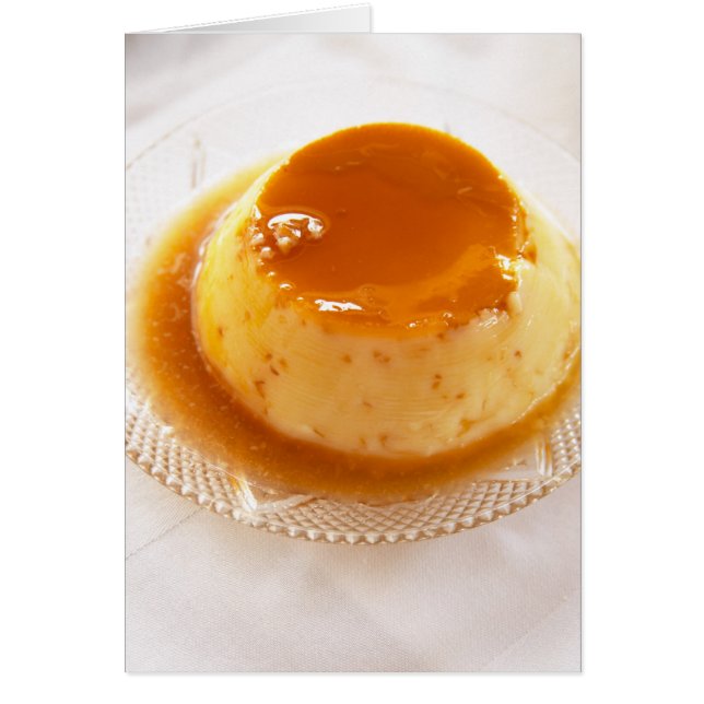 Cartão Pudim de creme caramel com caramelo (Frente)