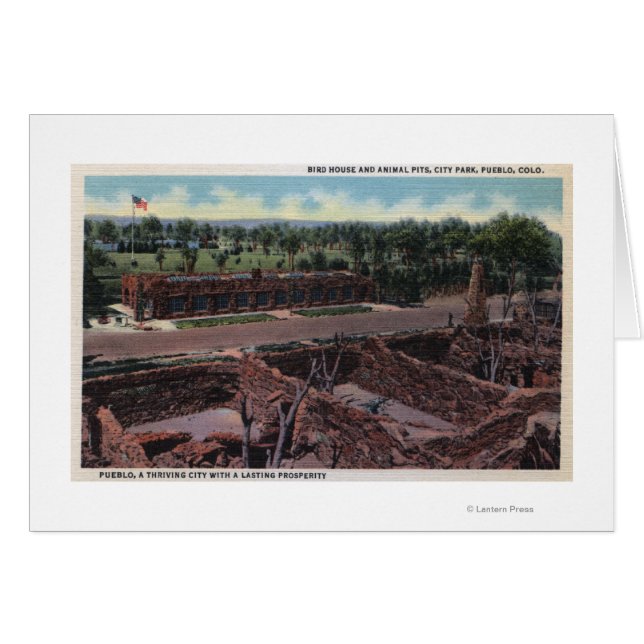 Cartão Pueblo, Colorado - Bird House & Animal (Frente Horizontal)