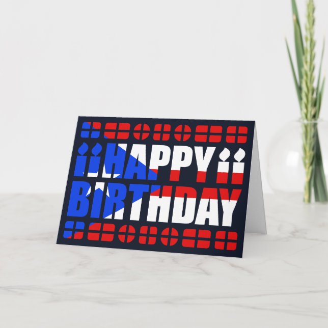 Cartão Puerto Rico Flag Birthday Card (Frente)