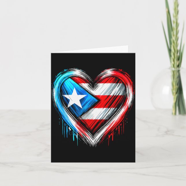 Cartão Puerto Rico Heart Puerto Rican Flag  (Frente)