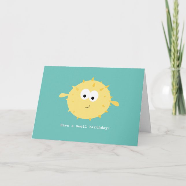 Cartão Puffer Fish Birthday Folded Greeting Card (Frente)