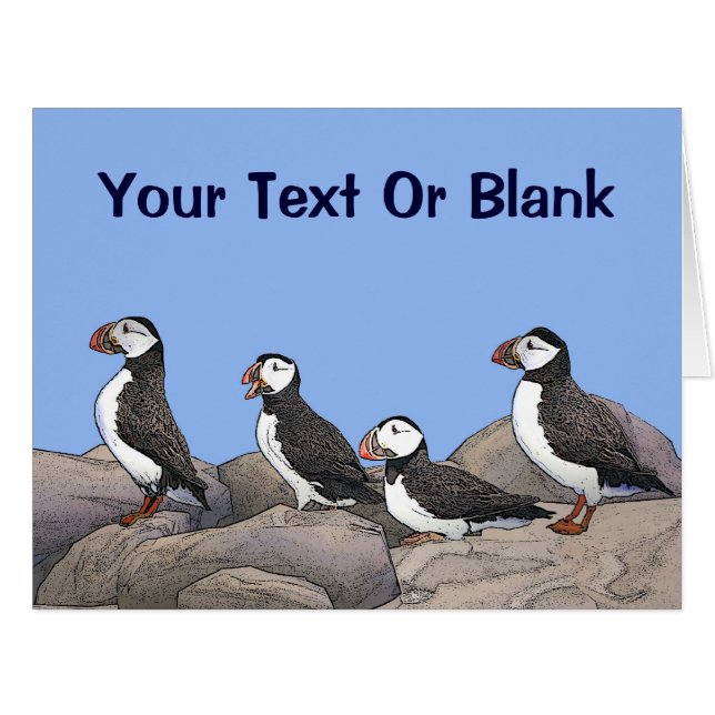 Cartão Puffins Atlântico (Frente horizontal)