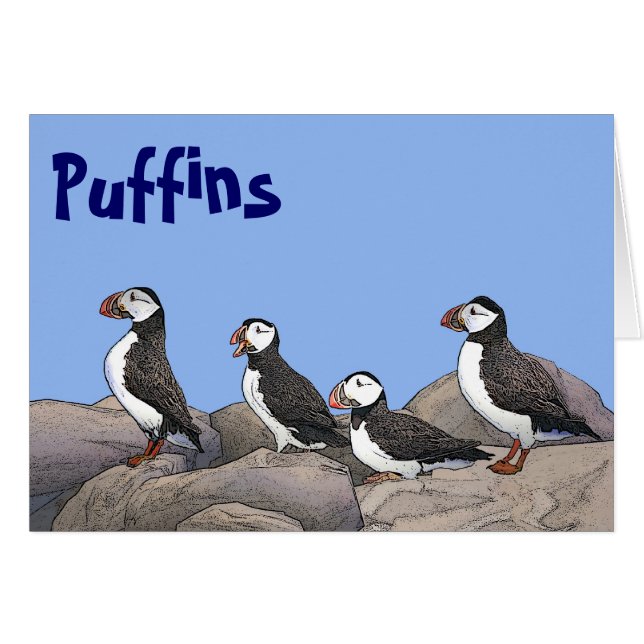 Cartão Puffins Atlântico (Frente Horizontal)
