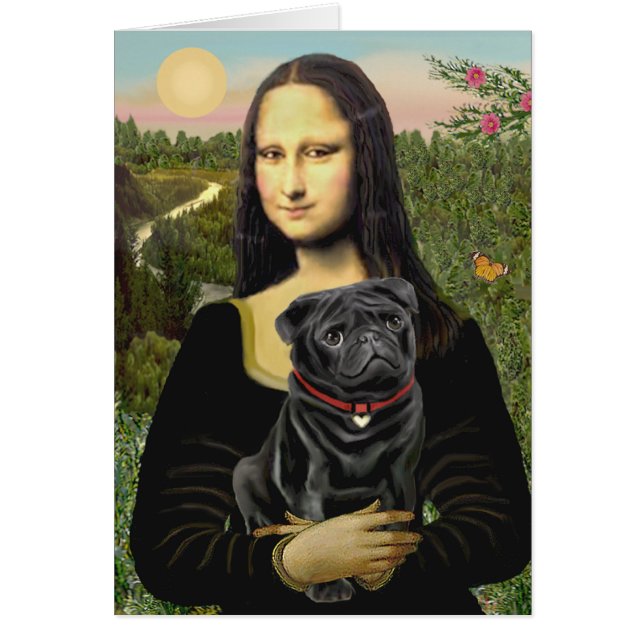 Cartão Pug 16 (preto) - Mona Lisa (Frente)