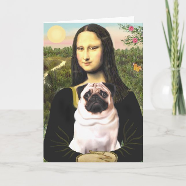 Cartão Pug 3 (fawn) - Mona Lisa (Frente)