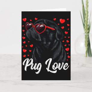Cartão Pug Amor Pug Mãe Dia dos Namorados Pug Preto Uni A