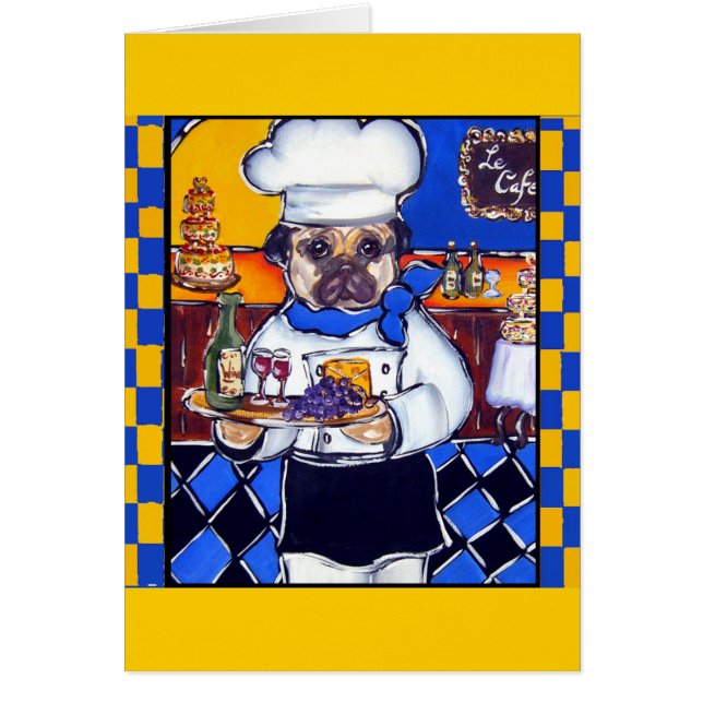 Cartão Pug Chef Fofo (Frente)