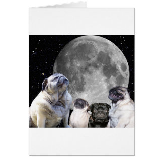Cartão Pug da lua do Pug quatro