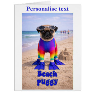 Cartão Pug da Praia