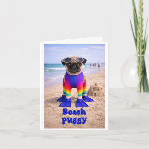 Cartão Pug de Praia