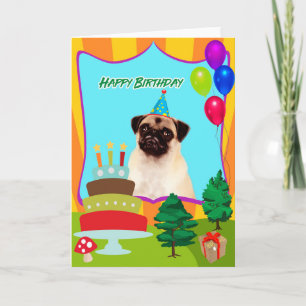 Cartão Pug Dog Birthday