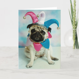 Cartão Pug Dog Jester Clowe