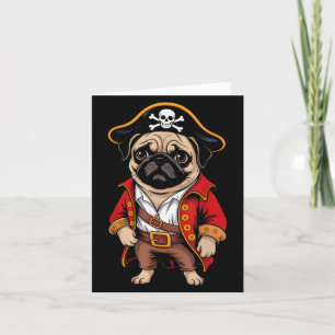 Cartão Pug Dog Pirate Shirt Boys Crianças Skull Halloween
