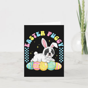 Cartão Pug Easter fofo cachorro pug francês dia de Páscoa