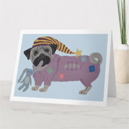 Cartão Pug em PJs 