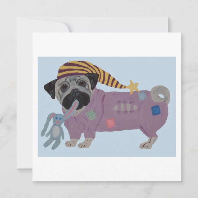 Cartão Pug em PJs  (Frente)