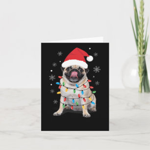 Cartão Pug Enrolado Em Luas De Natal Santa Hat Engraçado 