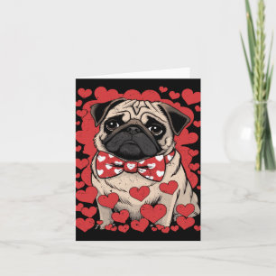 Cartão Pug Face Heart Gles Dia de os namorados Cachorro S