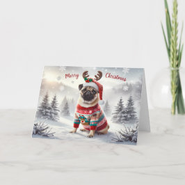Cartão Pug Festivo