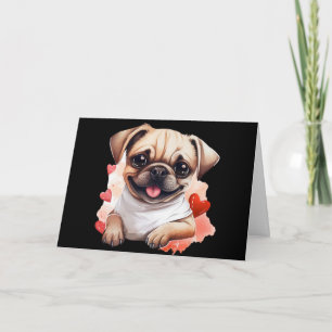 Cartão Pug fofo do Dia dos Namorados