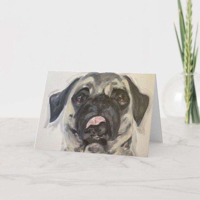 Cartão pug fofo e bobo (Frente)