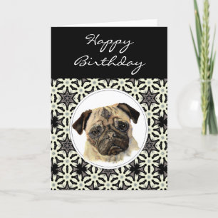 Cartão Pug geral do aniversário, cão de estimação